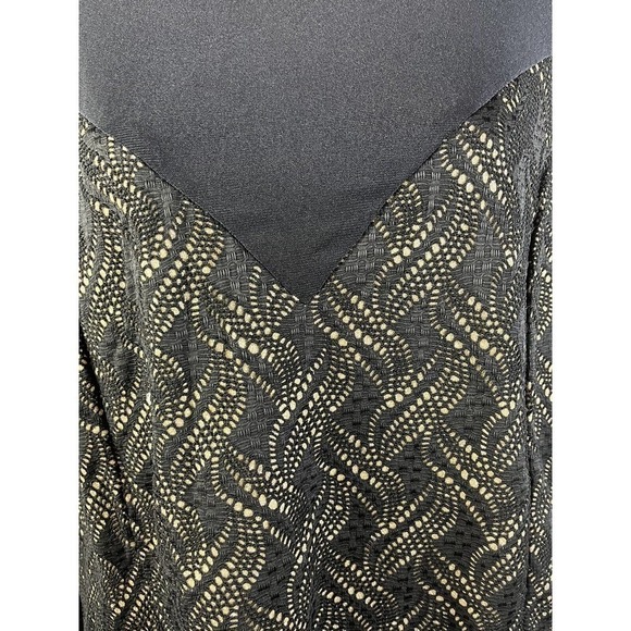 Ashley Stewart Blouse Plus 18 20 Black Gold Mesh Cocktail Evening Wedding Slim - Picture 4 of 11